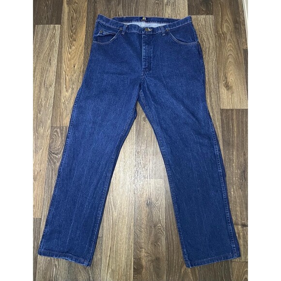 Wrangler Mens Performance Cowboy Cut Jeans Size 37x36 Reg Fit 1047MWZPW Blue - Picture 3 of 4